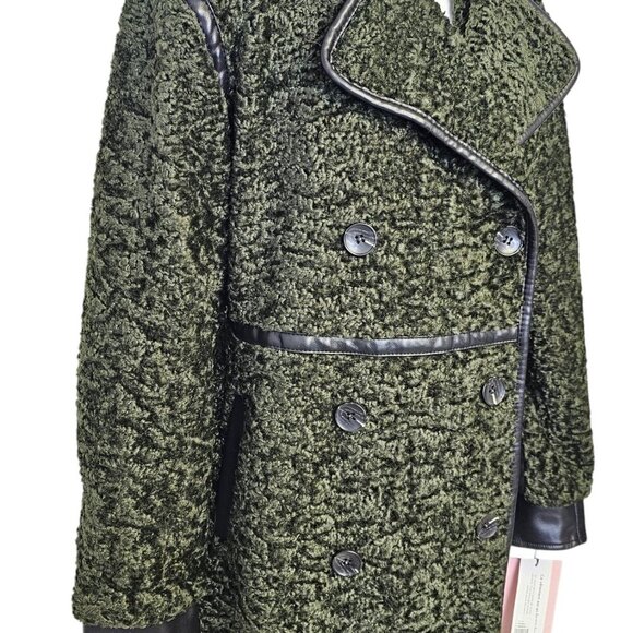 Anthropologie Avec Les Filles Tailored Sherpa Coat, Green, Plush, Size XXS - Picture 10 of 10